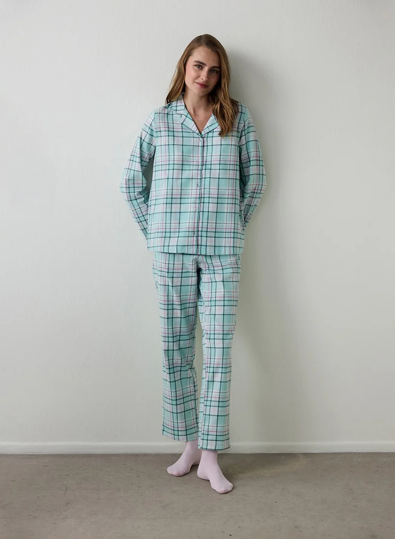 Penti Ellie Plaid Shirt Collar Long Sleeve Pajama Set